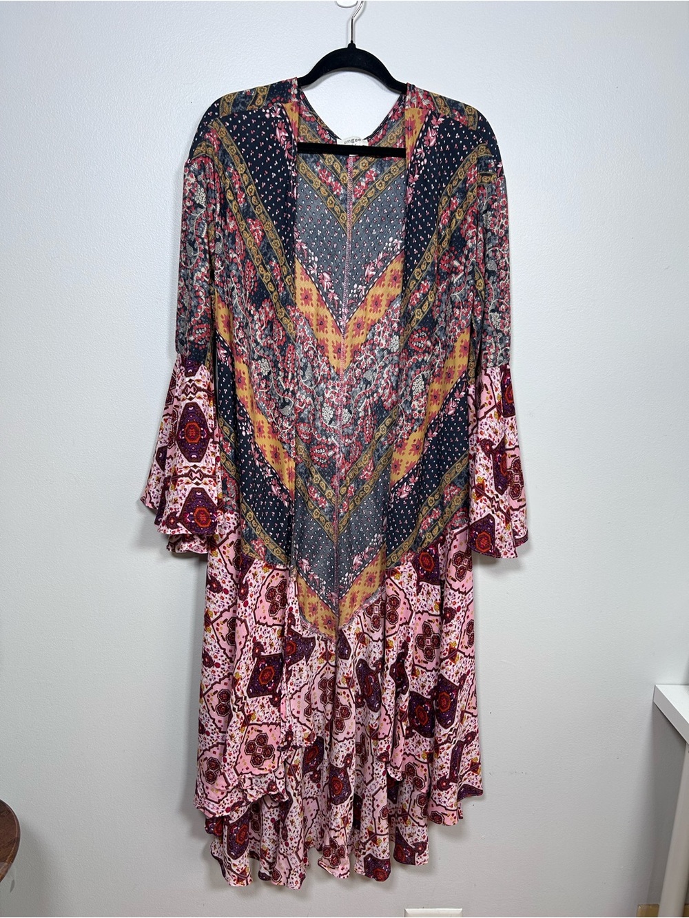 Umgee Boho Full Length Bell Sleeve Kimono Beach Cover SZ S